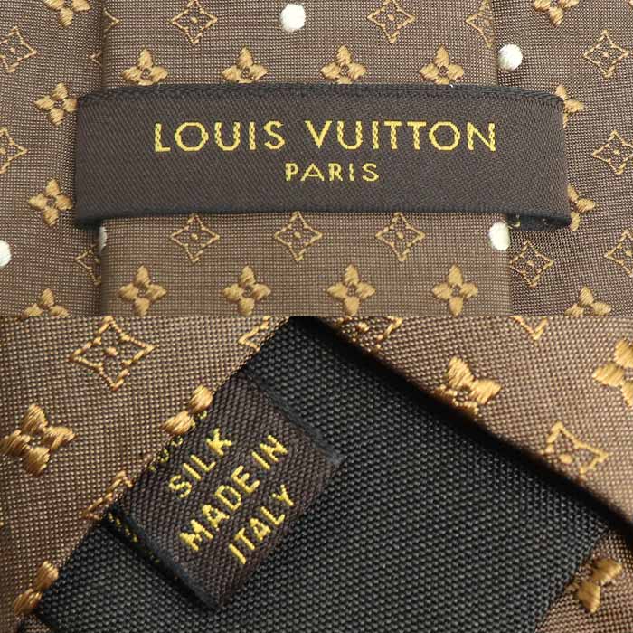 LOUIS VUITTON ルイ・ヴィトン モノグラム柄 ネクタイ ブラウン メンズ【中古】