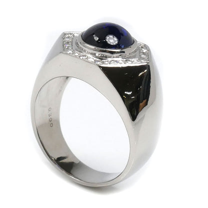 Pt900プラチナ リング・指輪 サファイア6.16ct ダイヤモンド0.390ct 32.3g 28.5号 メンズ【中古】【美品】