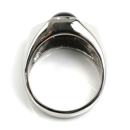 Pt900プラチナ リング・指輪 サファイア6.16ct ダイヤモンド0.390ct 32.3g 28.5号 メンズ【中古】【美品】