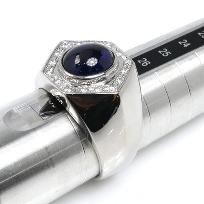 Pt900プラチナ リング・指輪 サファイア6.16ct ダイヤモンド0.390ct 32.3g 28.5号 メンズ【中古】【美品】