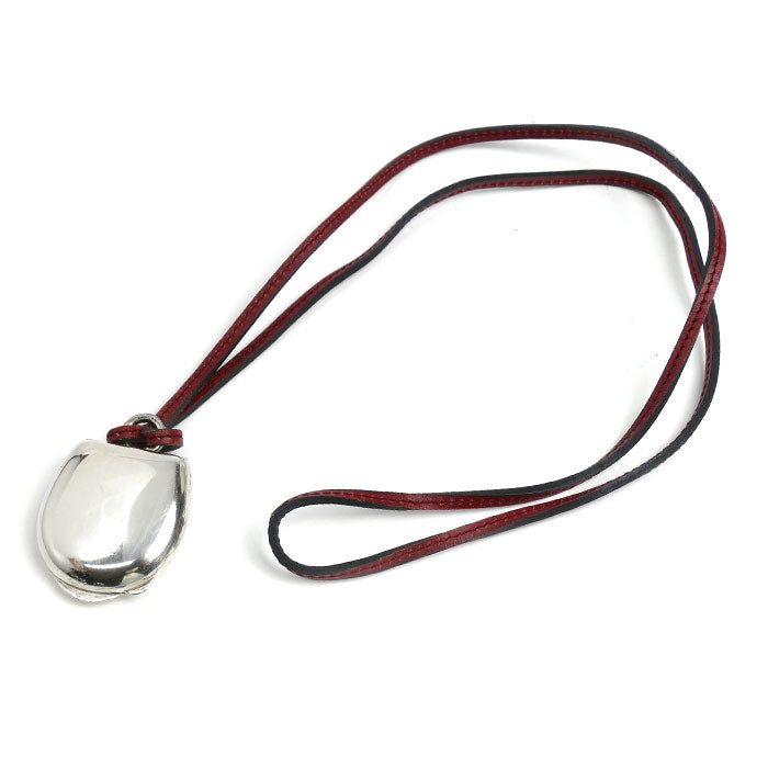 HERMES エルメス シルバー レザー ロケットペンダント ネックレス 80cm レディース【中古】