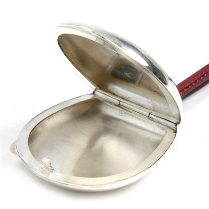 HERMES エルメス シルバー レザー ロケットペンダント ネックレス 80cm レディース【中古】