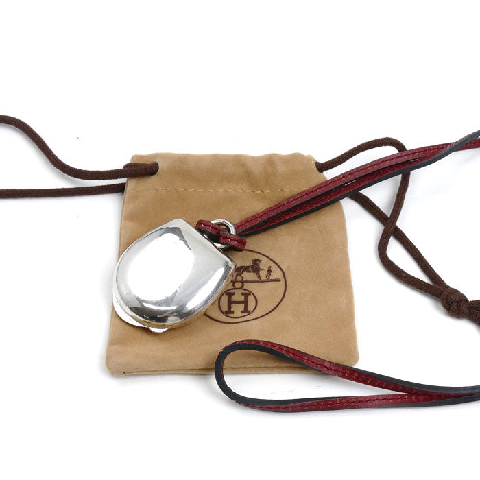 HERMES エルメス シルバー レザー ロケットペンダント ネックレス 80cm レディース【中古】