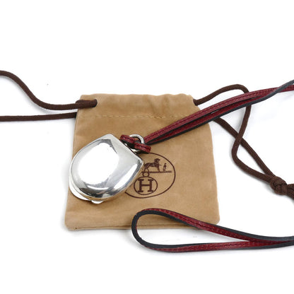 HERMES エルメス シルバー レザー ロケットペンダント ネックレス 80cm レディース【中古】