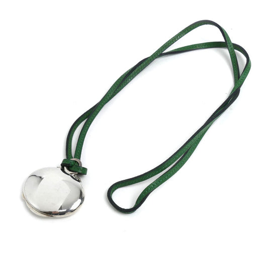 HERMES エルメス シルバー レザー ロケットペンダント ネックレス 80cm レディース【中古】