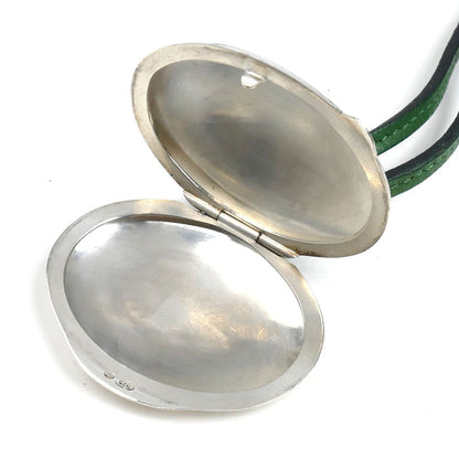 HERMES エルメス シルバー レザー ロケットペンダント ネックレス 80cm レディース【中古】