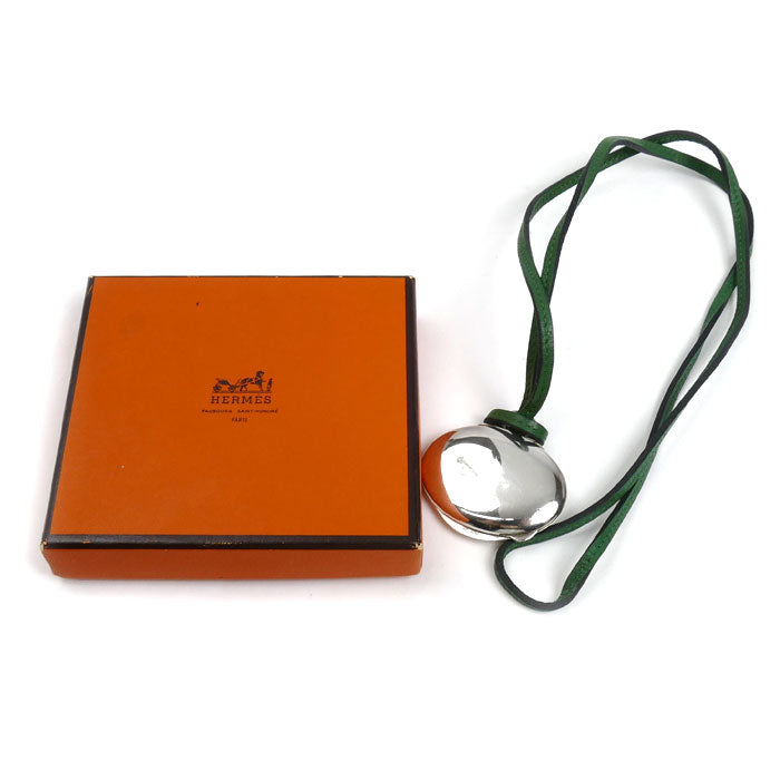 HERMES エルメス シルバー レザー ロケットペンダント ネックレス 80cm レディース【中古】