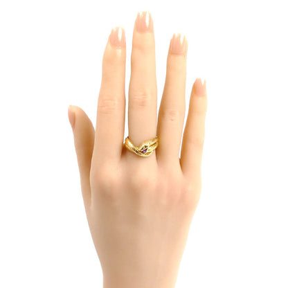 K18YG イエローゴールド ヘビ リング・指輪 ルビー 13号 4.5g レディース【中古】