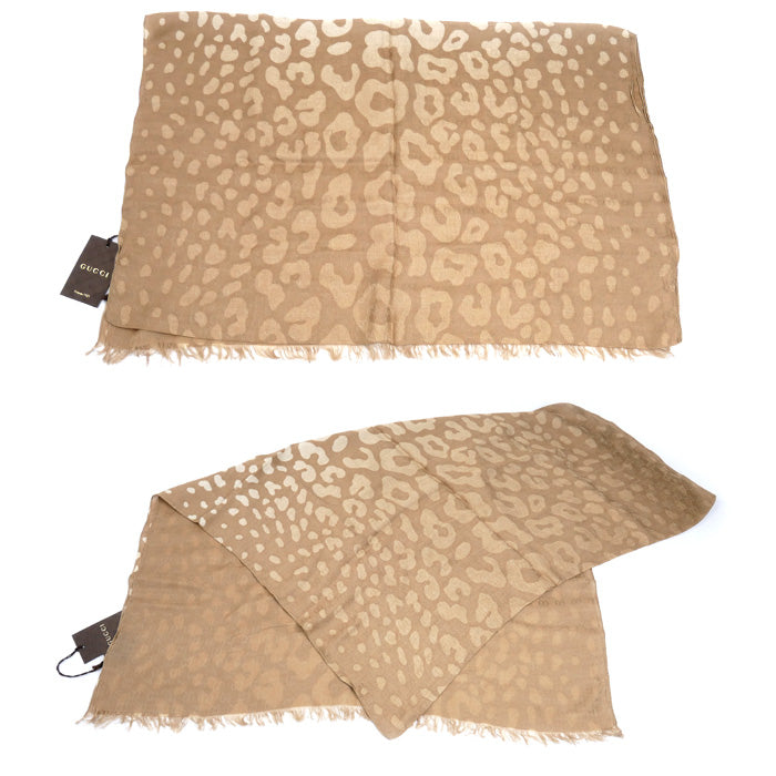 GUCCI グッチ GG柄 レオパード ストール ベージュ 325338 3G814 9678
