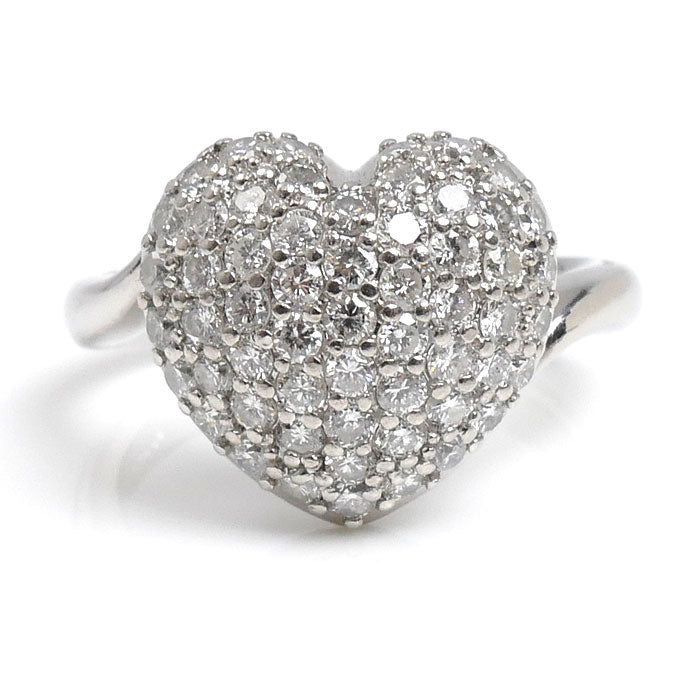 Pt900プラチナ ハート リング・指輪 ダイヤモンド1.03ct 12号 8.1g レディース【中古】【美品】
