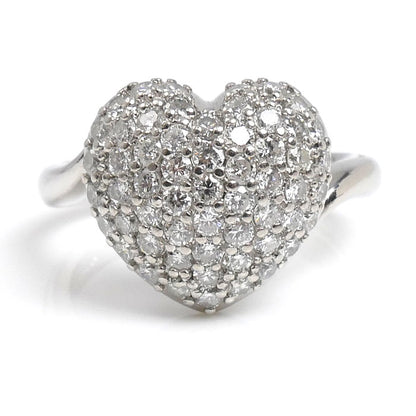 Pt900プラチナ ハート リング・指輪 ダイヤモンド1.03ct 12号 8.1g レディース【中古】【美品】