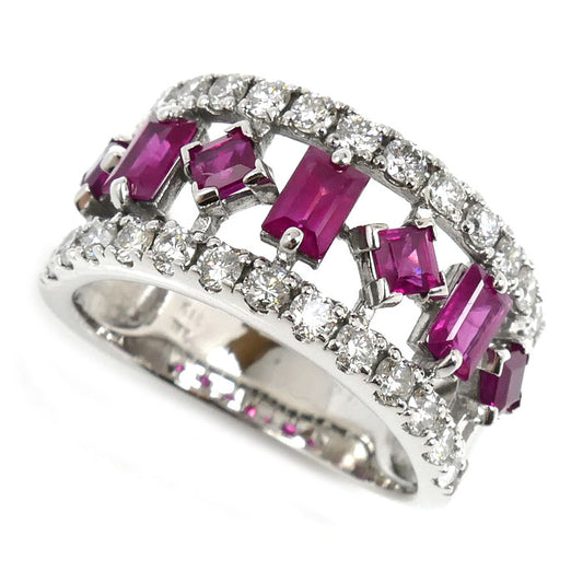 K18WG ホワイトゴールド リング・指輪 ルビー1.59ct ダイヤモンド0.91ct 15号 6.1g レディース【中古】【美品】