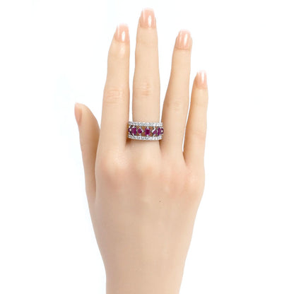 K18WG ホワイトゴールド リング・指輪 ルビー1.59ct ダイヤモンド0.91ct 15号 6.1g レディース【中古】【美品】