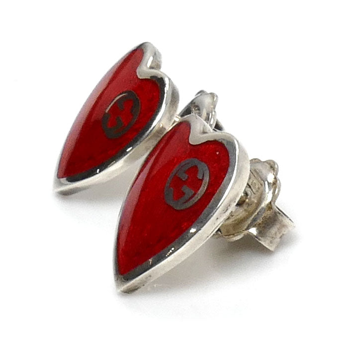 GUCCI グッチ シルバー925 エナメル インターロッキングG ハート エナメル ピアス 645547 3.1g レディース【中古】