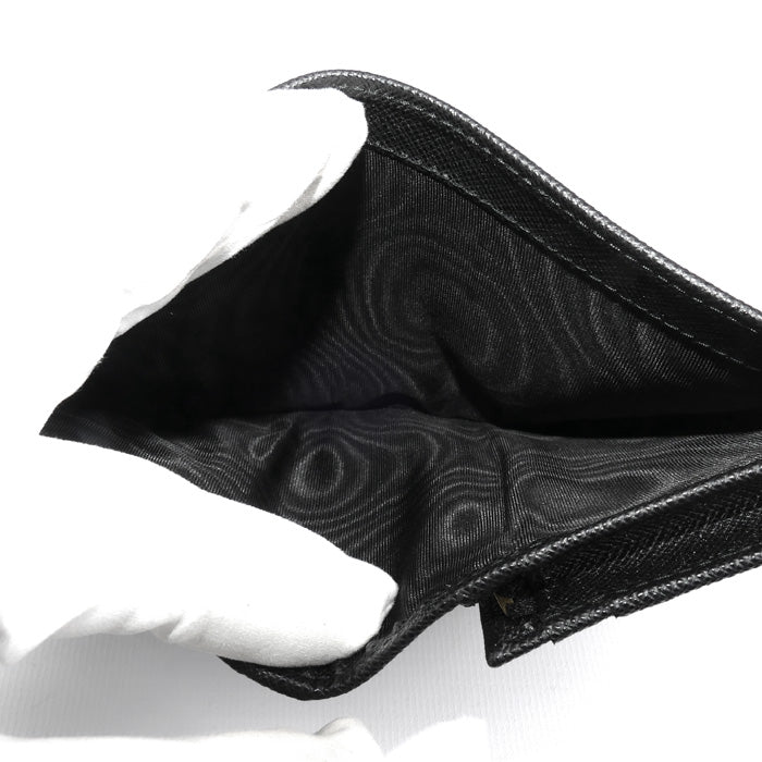 PRADA プラダ サフィアーノ トライアングル 二つ折り財布 ブラック 1MV021_QHH_F0002 レディース【中古】【美品】