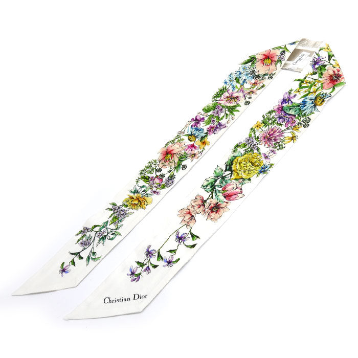 Dior ディオール ミッツァ フローラ スカーフ ホワイト マルチカラー 24FCO1061606 レディース【中古】