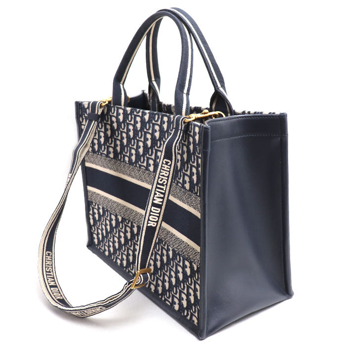 Dior ディオール ブックトート ミディアム オブリーク トートバッグ ネイビー M1324CZBB_M928 レディース【中古】