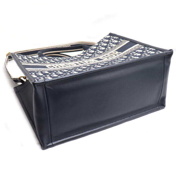 Dior ディオール ブックトート ミディアム オブリーク トートバッグ ネイビー M1324CZBB_M928 レディース【中古】
