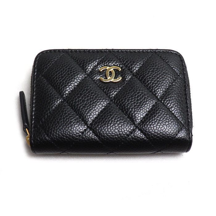 CHANEL シャネル クラシック ジップ コインパース コインケース ブラック AP0216 キャビア レディース【中古】【美品】