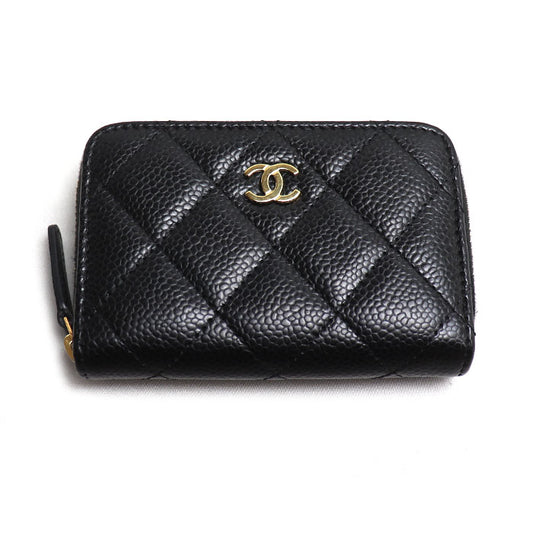 CHANEL シャネル クラシック ジップ コインパース コインケース ブラック AP0216 キャビア レディース【中古】【美品】