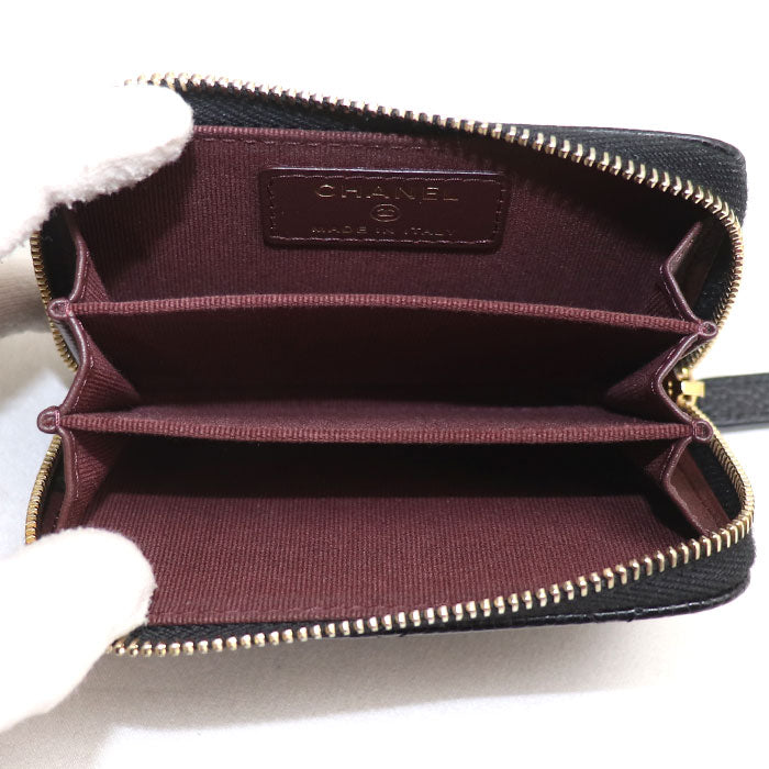 CHANEL シャネル クラシック ジップ コインパース コインケース ブラック AP0216 キャビア レディース【中古】【美品】