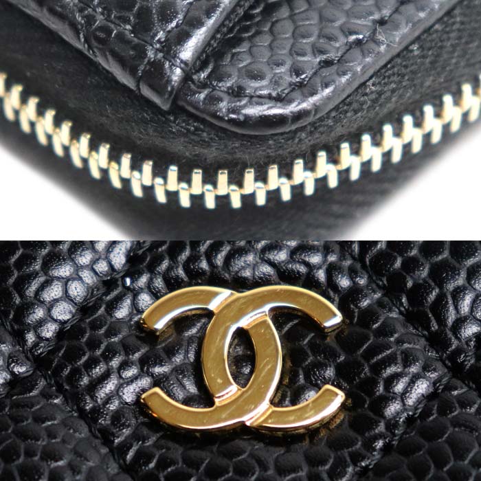 CHANEL シャネル クラシック ジップ コインパース コインケース ブラック AP0216 キャビア レディース【中古】【美品】