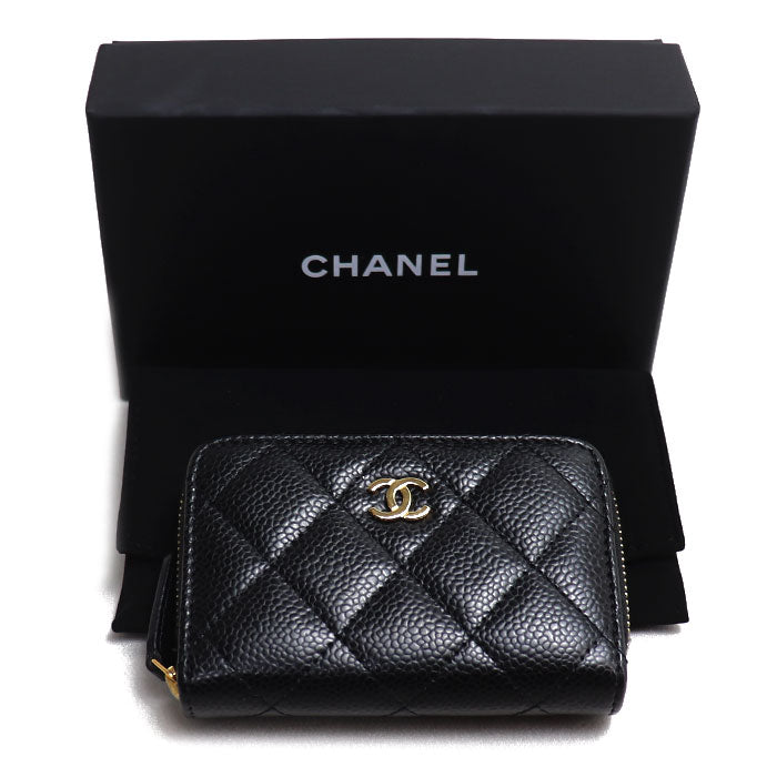 CHANEL シャネル クラシック ジップ コインパース コインケース ブラック AP0216 キャビア レディース【中古】【美品】
