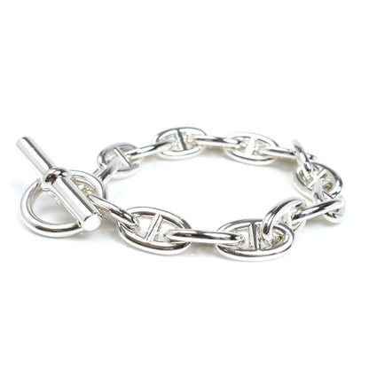 HERMES エルメス シルバー925 シェーヌダンクル GM ブレスレット 84.9g 16コマ メンズ【中古】【極美品】