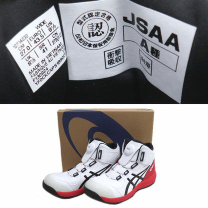 asics アシックス WINJOB CP304 BOA 安全靴 ホワイト レッド 1271A030-100 
27cm ハイカット JSAA規格 安全靴 メンズ【未使用】【買取品】