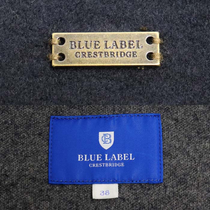 CREST BRIDGE BLUE LABEL コート ネイビー グレー 55F80-462-29 38 レディース【中古】