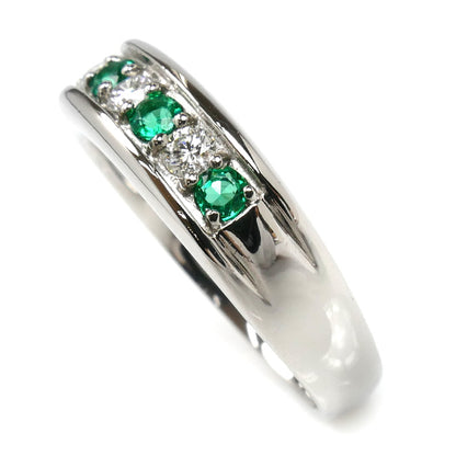Pt900プラチナ リング・指輪 エメラルド0.23ct ダイヤモンド0.20ct 17号 6.4g レディース【中古】【美品】