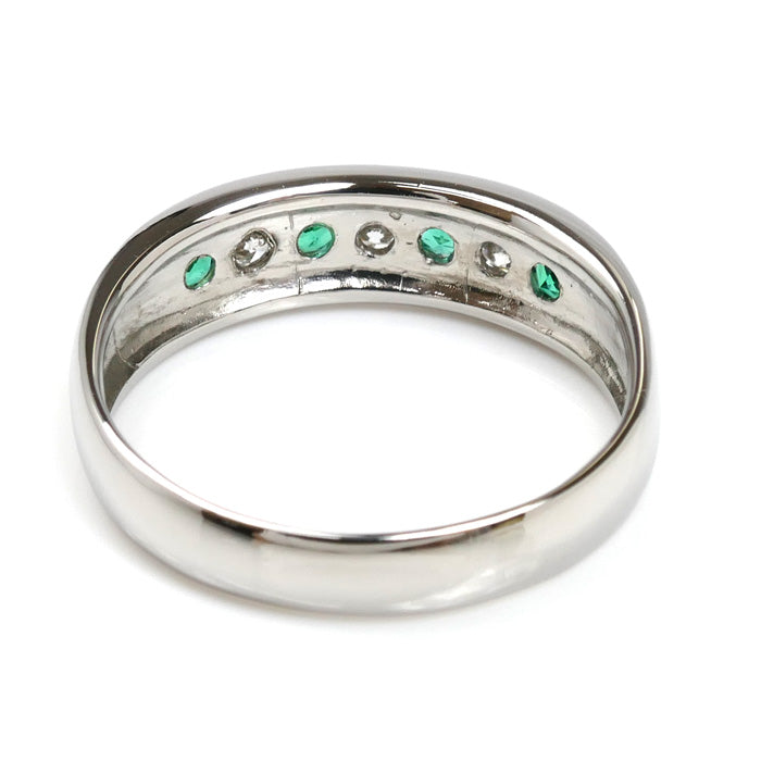 Pt900プラチナ リング・指輪 エメラルド0.23ct ダイヤモンド0.20ct 17号 6.4g レディース【中古】【美品】