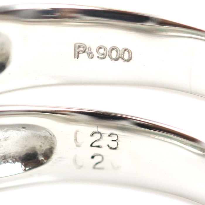 Pt900プラチナ リング・指輪 エメラルド0.23ct ダイヤモンド0.20ct 17号 6.4g レディース【中古】【美品】