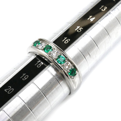 Pt900プラチナ リング・指輪 エメラルド0.23ct ダイヤモンド0.20ct 17号 6.4g レディース【中古】【美品】