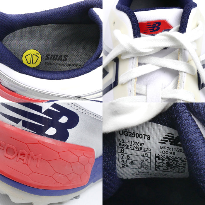 NEW BALANCE ニューバランス ソフトスパイク ゴルフシューズ ホワイト ネイビー レッド UG2500T3 
26cm【中古】【美品】