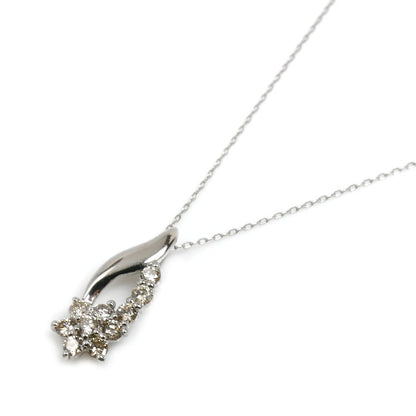 Pt950/850 ネックレス ダイヤモンド0.30ct 1.6g 40cm フラワー レディース【中古】
