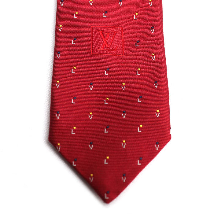 LOUIS VUITTON ルイ・ヴィトン ネクタイ レッド M75299 RT0134 剣先幅7.5ｃｍ メンズ【中古】