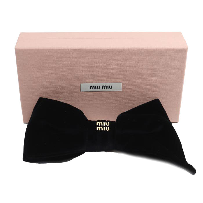 MIUMIU ミュウミュウ コットン ベルベット ヘアクリップ ヘアアクセサリー 5IF206_068_F0002 リボン レディース【中古】【美品】