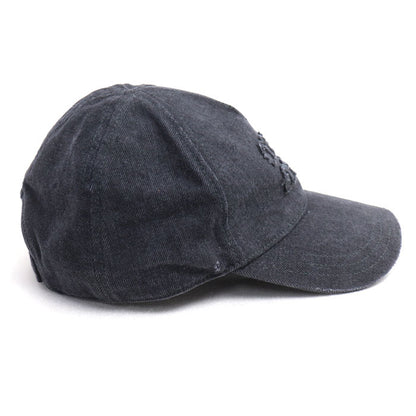 MIUMIU ミュウミュウ デニム ベースボールキャップ キャップ ブラック 5HC179_2CL4_F0002 S 刺繍ロゴ レディース【中古】【美品】