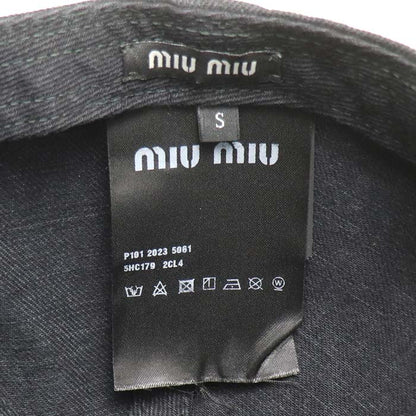 MIUMIU ミュウミュウ デニム ベースボールキャップ キャップ ブラック 5HC179_2CL4_F0002 S 刺繍ロゴ レディース【中古】【美品】