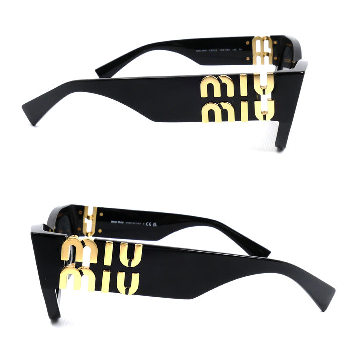 MIUMIU ミュウミュウ スクエア グリンプス サングラス ブラック SMU09W_E1AB_F05S0_C_053 レディース 53□22 1AB-5S0 135 3N【中古】