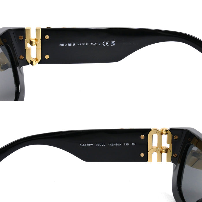 MIUMIU ミュウミュウ スクエア グリンプス サングラス ブラック SMU09W_E1AB_F05S0_C_053 レディース 53□22 1AB-5S0 135 3N【中古】