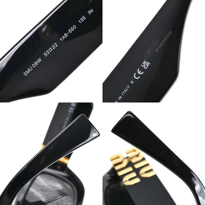 MIUMIU ミュウミュウ スクエア グリンプス サングラス ブラック SMU09W_E1AB_F05S0_C_053 レディース 53□22 1AB-5S0 135 3N【中古】