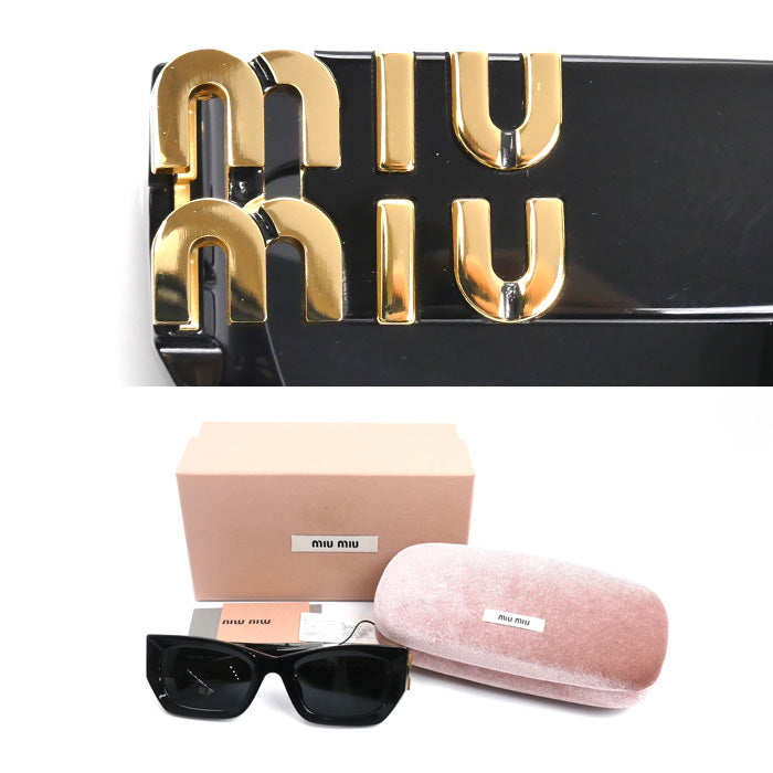 MIUMIU ミュウミュウ スクエア グリンプス サングラス ブラック SMU09W_E1AB_F05S0_C_053 レディース 53□22 1AB-5S0 135 3N【中古】