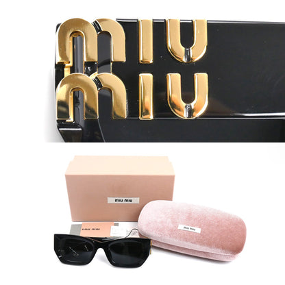 MIUMIU ミュウミュウ スクエア グリンプス サングラス ブラック SMU09W_E1AB_F05S0_C_053 レディース 53□22 1AB-5S0 135 3N【中古】