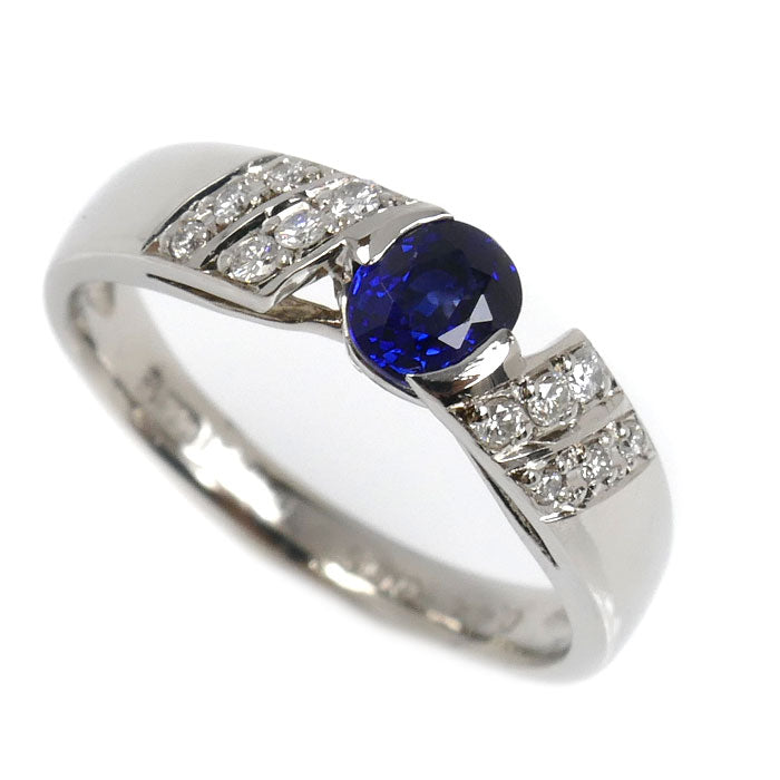 Pt900プラチナ リング・指輪 サファイア0.44ct ダイヤモンド0.09ct 10号 4.1g レディース【中古】