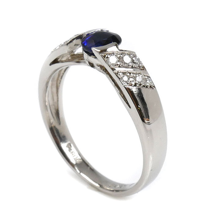 Pt900プラチナ リング・指輪 サファイア0.44ct ダイヤモンド0.09ct 10号 4.1g レディース【中古】