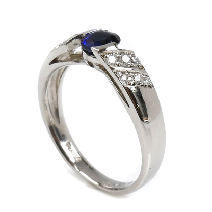 Pt900プラチナ リング・指輪 サファイア0.44ct ダイヤモンド0.09ct 10号 4.1g レディース【中古】