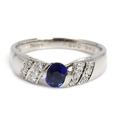 Pt900プラチナ リング・指輪 サファイア0.44ct ダイヤモンド0.09ct 10号 4.1g レディース【中古】