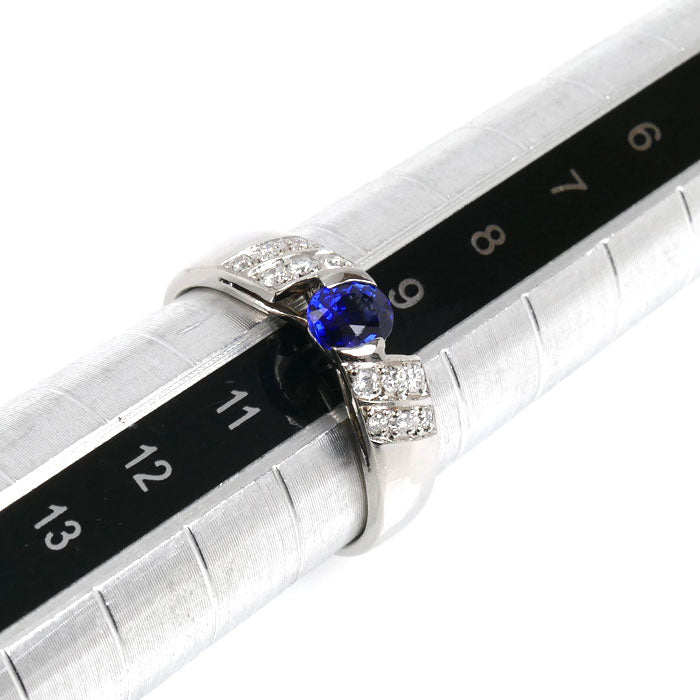 Pt900プラチナ リング・指輪 サファイア0.44ct ダイヤモンド0.09ct 10号 4.1g レディース【中古】